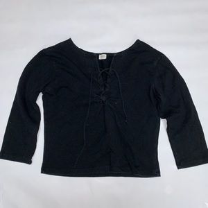 Cropped Brandy Melville Lace Up Shirt